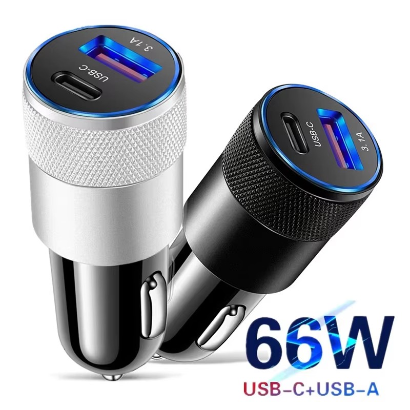 Travel Adapter Universal - 66W USB Car Charger Type C