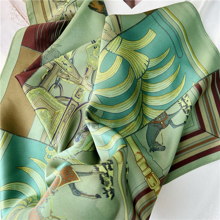 Travel Accessories Designer - 65CM Green Silk Scarf Luxury Designers
