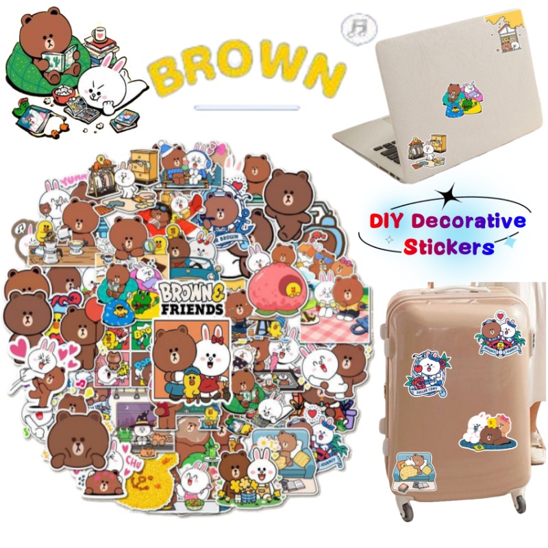 Sticker Luggage Decorative - LINE FRIENDS Brown Cony Sally Anime-Style