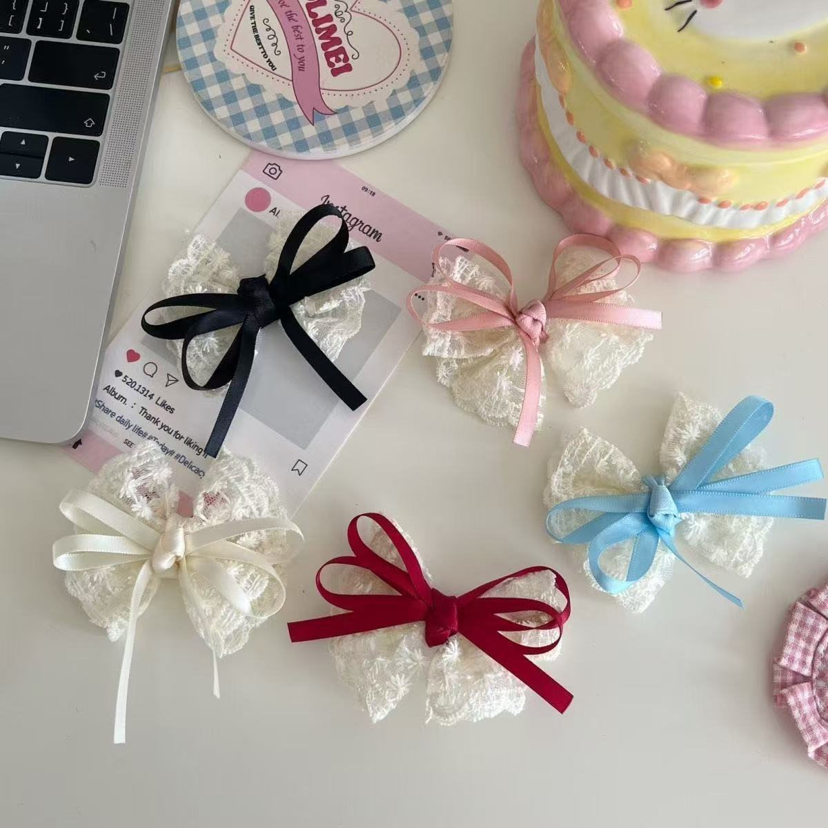 2Pcs Elegant Lace Bow Hairpins - Travel Accessories Designer review and price